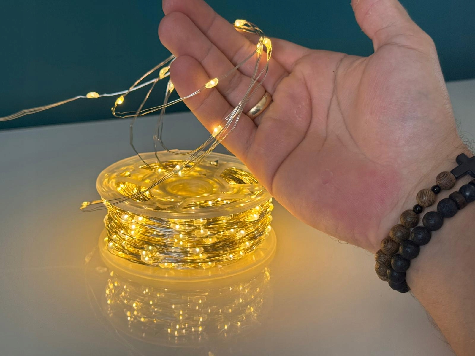 Lampki drucik 100m 1000 LED ciepły biały IP65 z pilotem - obrazek 5