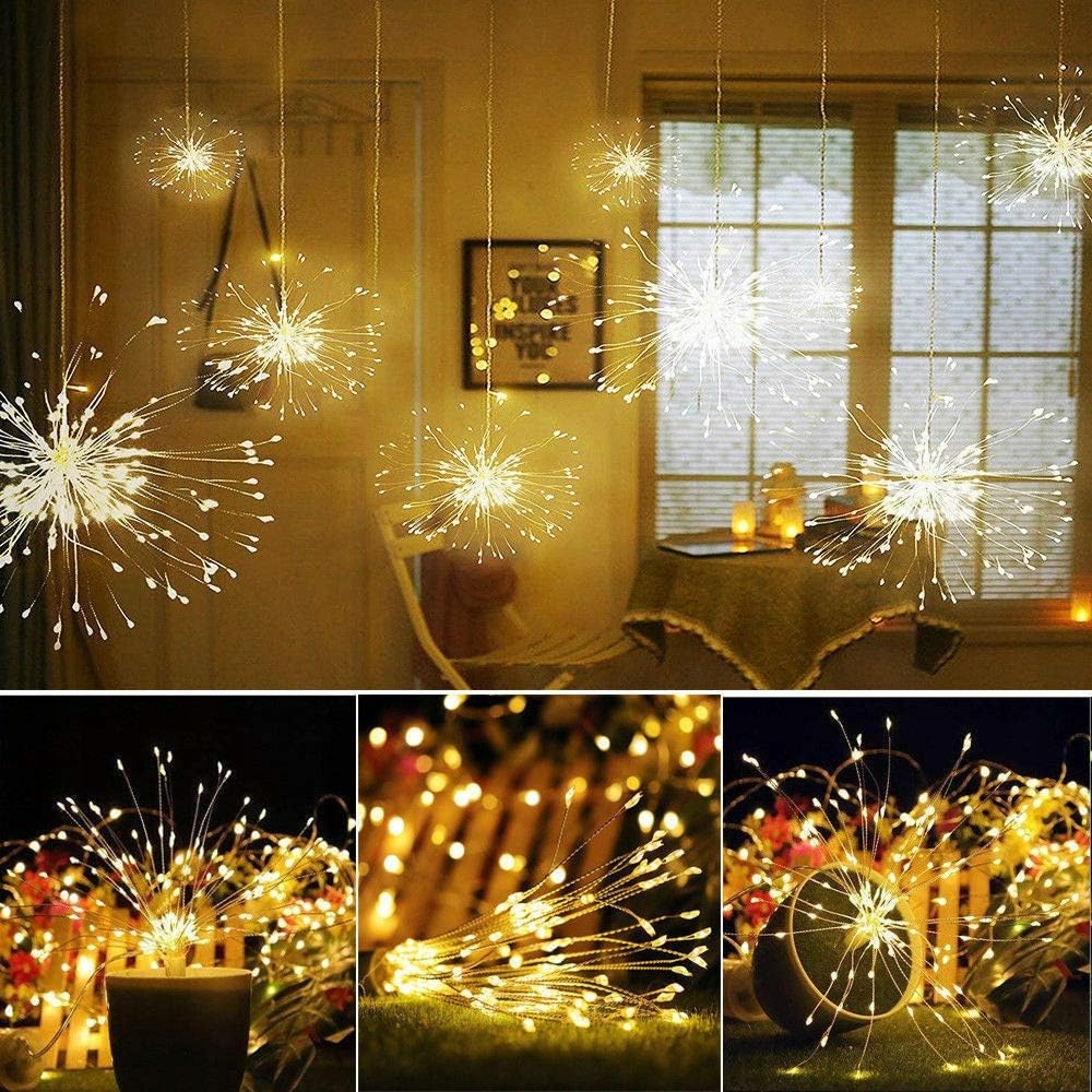 Lampki Choinkowe Wybuch Fajerwerku 150 LED Gwiazda Kula Na Baterie Pilot - obrazek 9