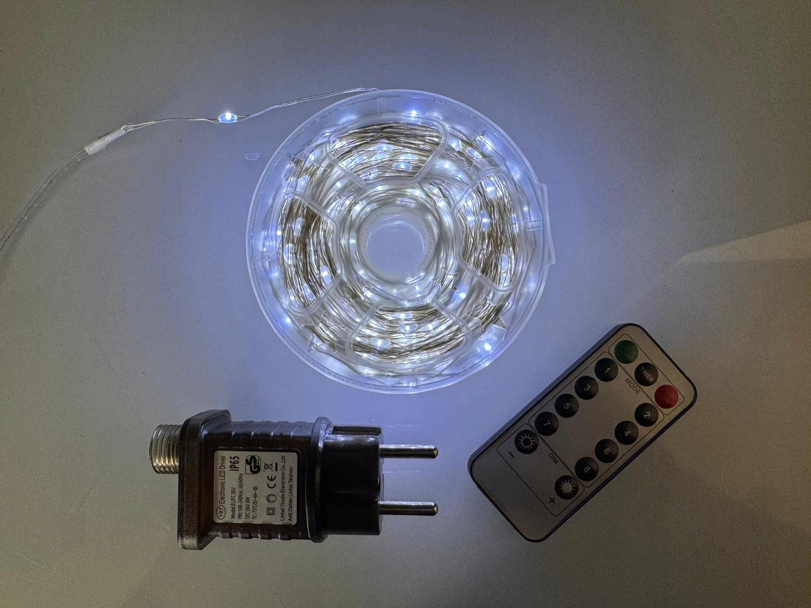 Lampki Drucik 500 LED 50m Zimny Biały IP65 Pilot Świąteczne - obrazek 4