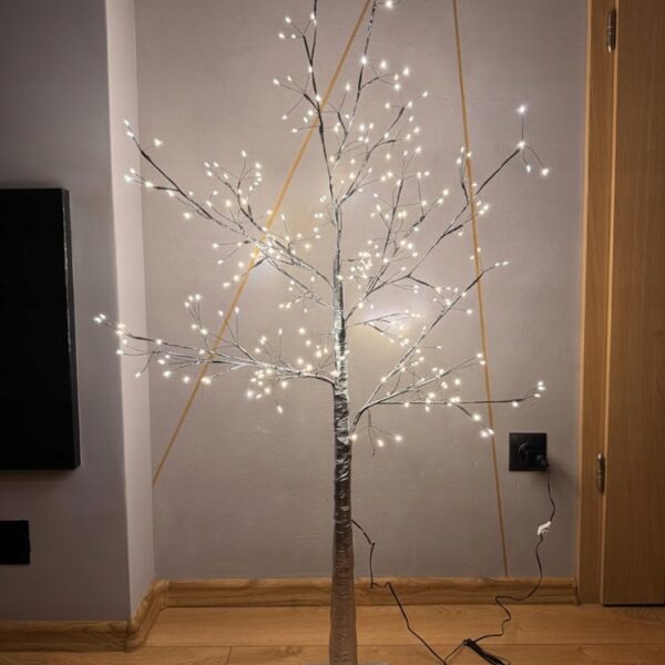 Drzewko LED 130 cm 288 Mikro LED Ciepła Biel IP44 Srebrne