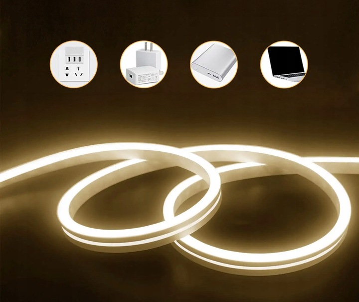 Taśma LED Neon USB 5V 3m Ciepła 3000K Ściemnialna - obrazek 7