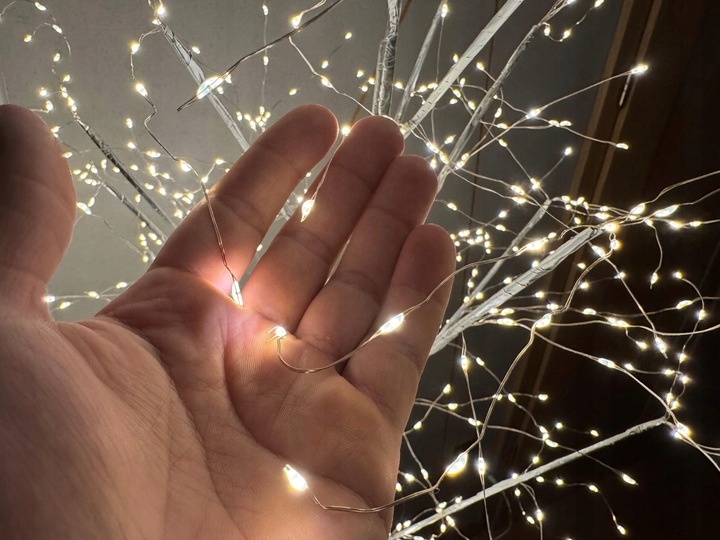 Drzewko LED 130 cm 288 Mikro LED Ciepła Biel IP44 Srebrne - obrazek 4