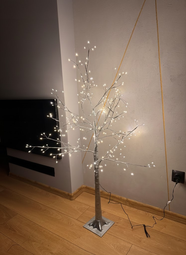 Drzewko LED 130 cm 288 Mikro LED Ciepła Biel IP44 Srebrne - obrazek 3