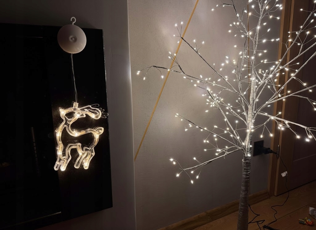 Drzewko LED 130 cm 288 Mikro LED Ciepła Biel IP44 Srebrne - obrazek 5