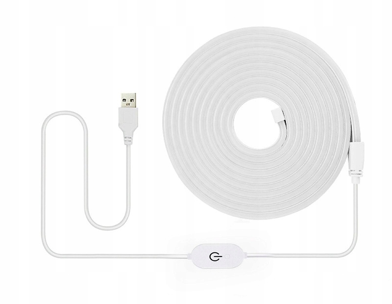 ZESTAW Taśma LED Neon 5V 2m Biała Ciepła 3000K USB Ściemnialna - obrazek 6
