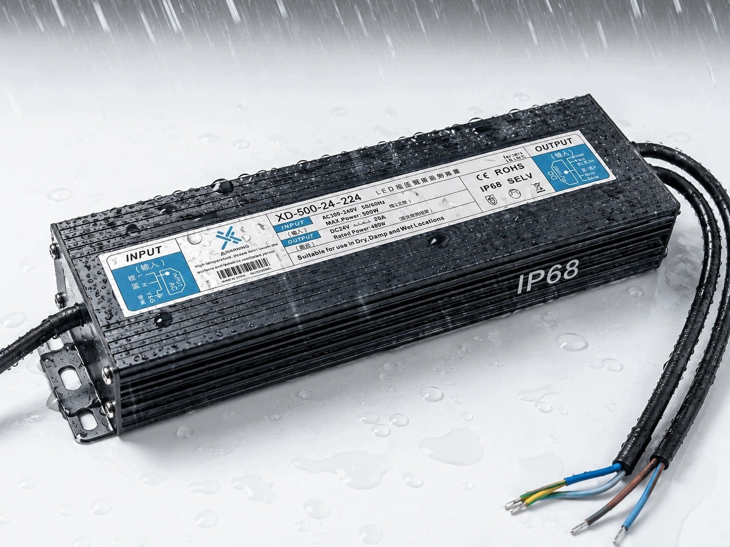 Zasilacz LED 24V 500W 20A IP67 DRIVER LED Wodoodporny Zewnętrzny - zdjęcie 3