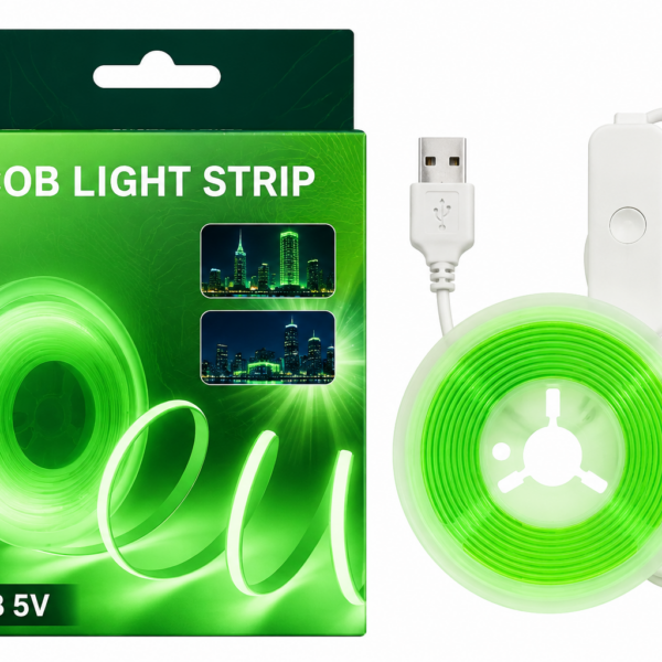 Taśma LED COB 2m USB 5V z włącznikiem ON/OFF Zielony cięcie co 2,5cm