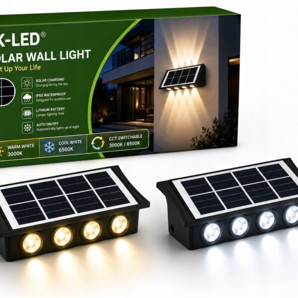 Kinkiet solarny LED 8 LED wybór barwy ciepła i zimna czujnik zmierzchu IP65