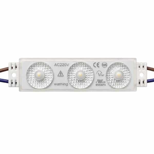 Moduł LED 230V Ciepły 1,5W IP67 3 LED Epistar Do Reklam Kasetonów Liter