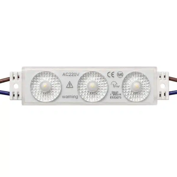 Moduł LED 230V Ciepły 1,5W IP67 3 LED Epistar Do Reklam Kasetonów Liter