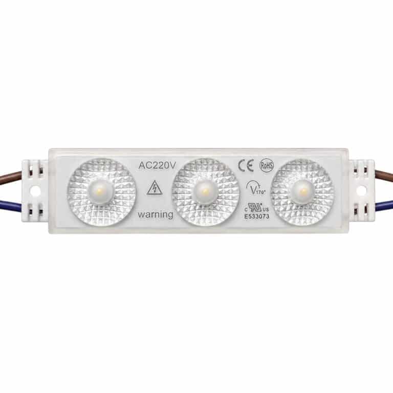 Moduł LED 230V Ciepły 1,5W IP67 3 LED Epistar Do Reklam Kasetonów Liter