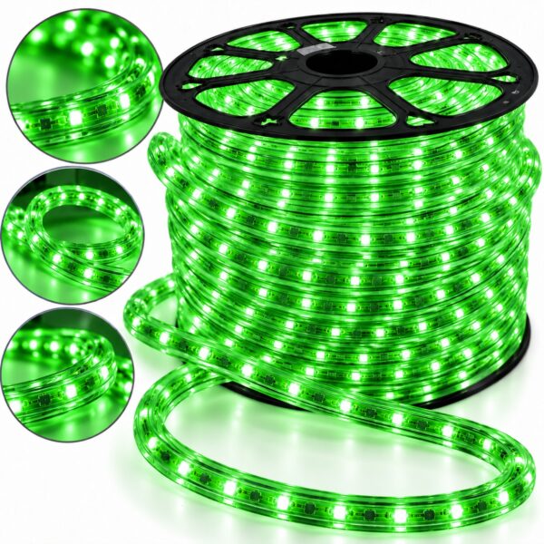 Zielony Wąż Świetlny LED 13mm 2 PIN Zewnętrzny Do Dekoracji Świątecznych