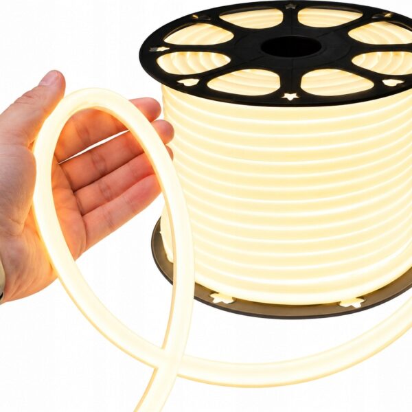 Neon Led Flex 360 LED Biały Ciepły Okrągły Cięty co 10cm Zewnętrzny 230V