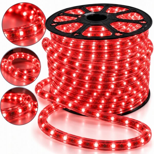 Wąż świetlny LED czerwony 13 mm 2 PIN