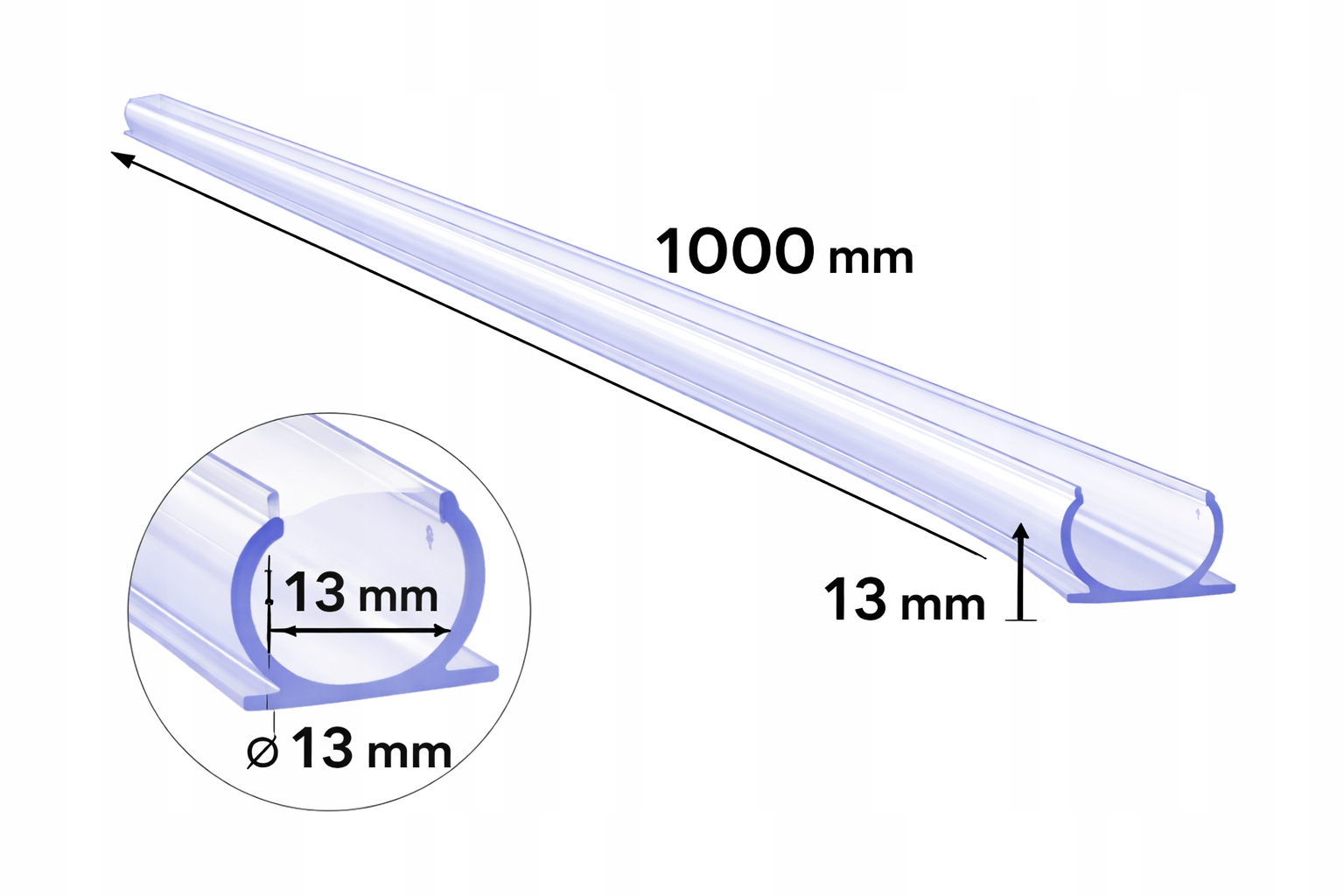 Uchwyt Liniowy 1m Do Węża Świetlnego LED 360° Fi 13mm Listwa Montażowa - zdjęcie 3