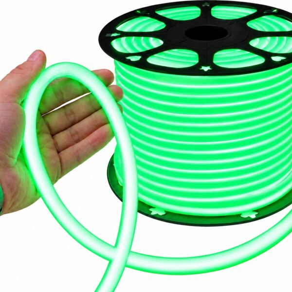 Zielony Neon LED Flex 360° 230V Okrągły Zewnętrzny Cięcie Co 10cm