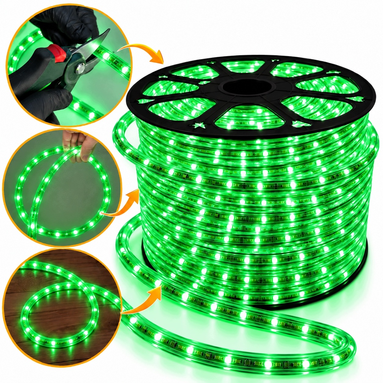 Zielony Wąż Świetlny LED 13mm 2 PIN Zewnętrzny Do Dekoracji Świątecznych - zdjęcie 2