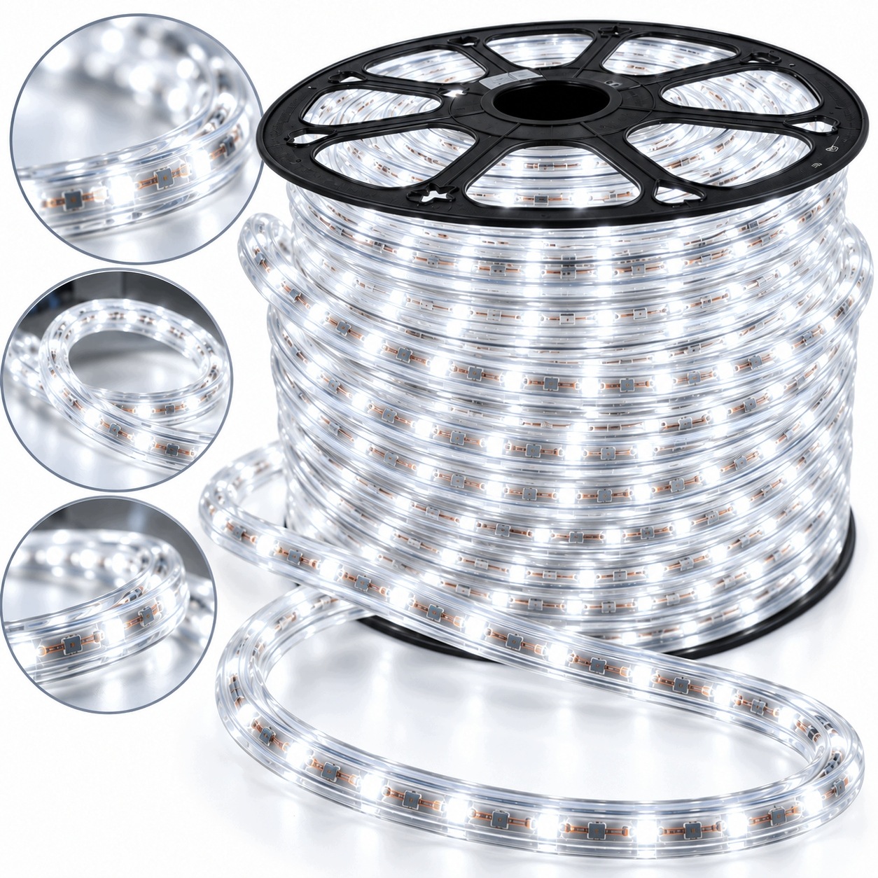 Wąż Świetlny LED 13mm 2 PIN Biały Zimny Zewnętrzny Świąteczny