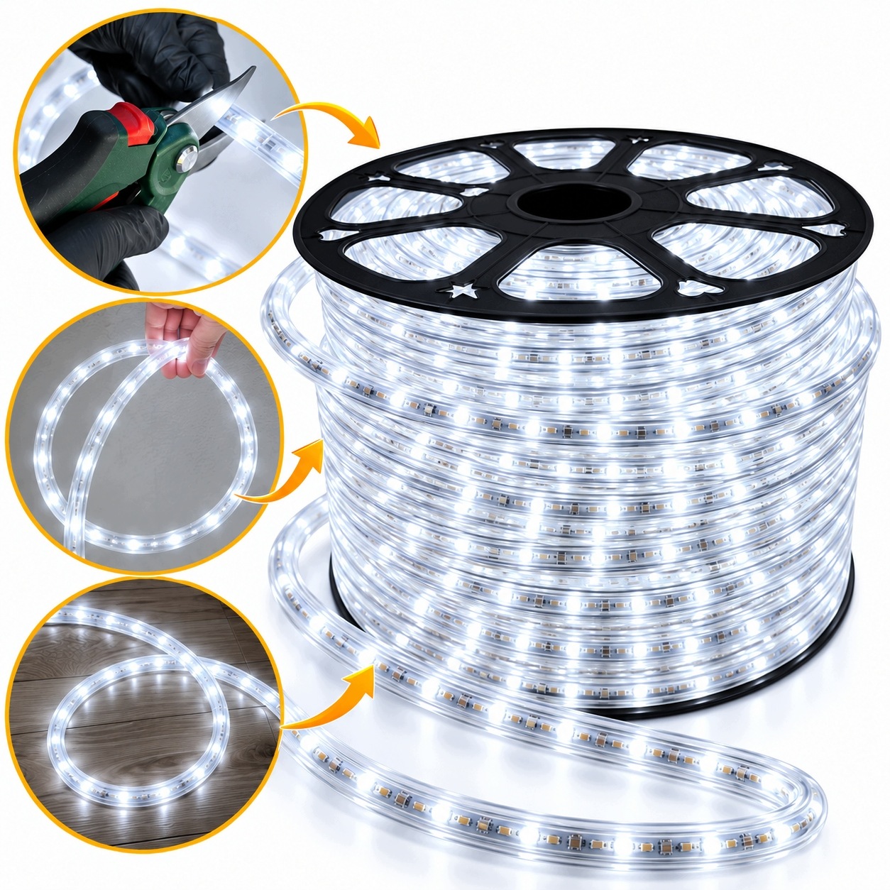 Wąż Świetlny LED 13mm 2 PIN Biały Zimny Zewnętrzny Świąteczny - zdjęcie 2